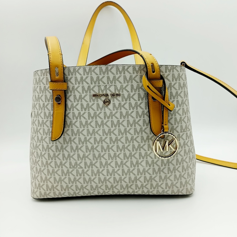 Womens Michael Kors Yellow/Grey Mel Small Signature Tote